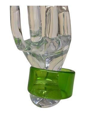 Chunky Translucent Green Lucite Acrylic Cuff Bracelet Statement Neon